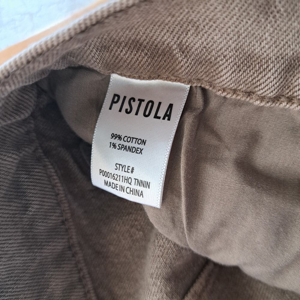 Pistola Kyra High Rise Cropped Barrel Leg Jeans Sz 31 Tannin Brown Bowed - Picture 7 of 12